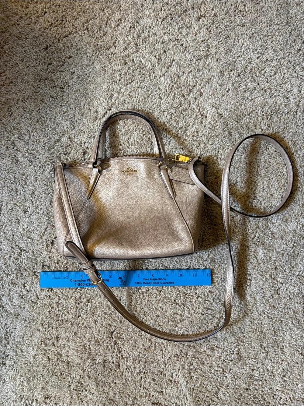 Coach Pebbled Leather Mini Satchel in Taupe with Gold Hardware